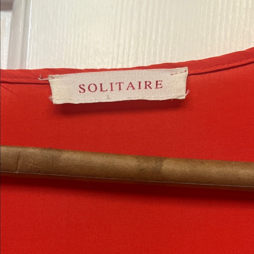 Solitaire Red Embroidered Ruffle Blouse - Picture 3 of 9